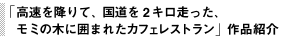 公演Vol.07『高速を降りて、国道を2キロ走った、モミの木に囲まれたカフェレストラン』 作品紹介